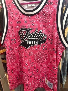 Teddy Fresh Pink Bandana Mesh Jersey with Contrast Trim